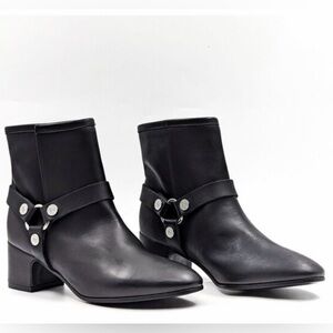 Zadig & Voltaire Black Trouble Harness Black Leather Moto Ankle Booties 39